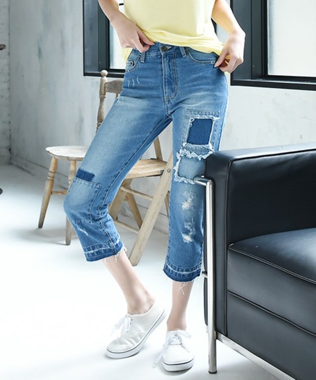 philter [綿100%]カットオフデザイン・パッチワークダメージデニム