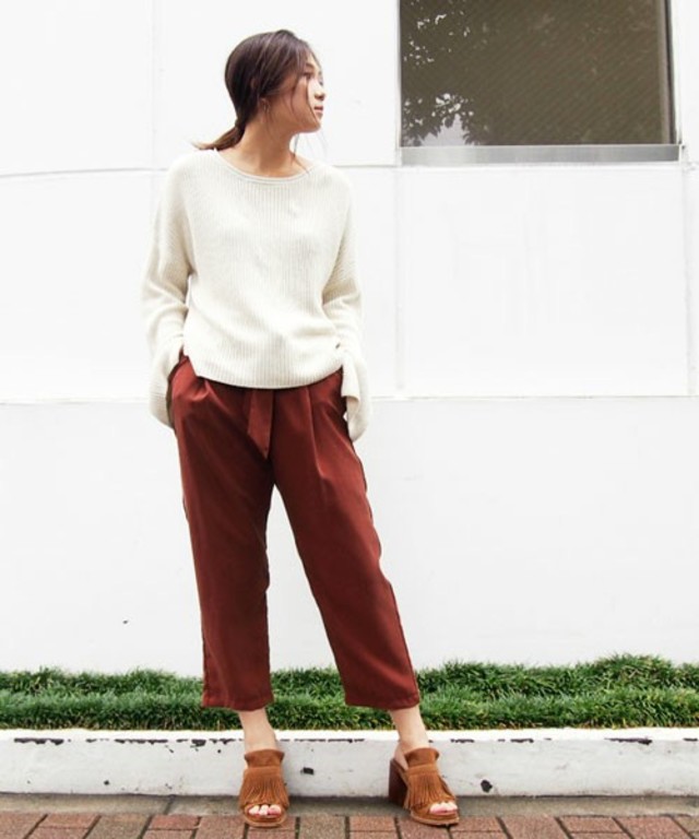 Ungrid ウエストリボンテンセルタックパンツ