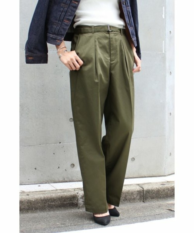 FRAMeWORK ベルト付きワイドチノパンツ