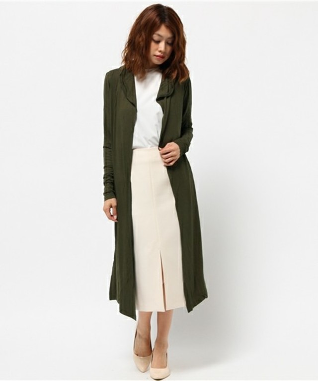 フード付カットソーロングカーデ