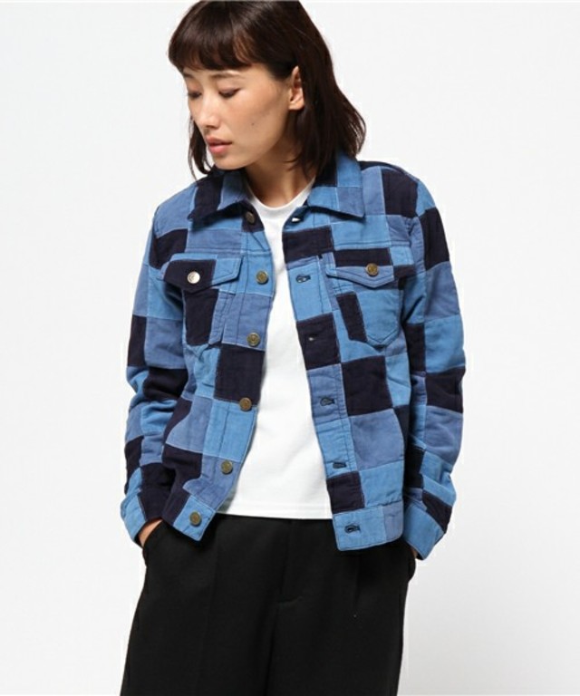 X-girl / PATCH WORK JACKET /デニム/ワークジャケット/パッチワーク/シンプル/無地/ワンポイント