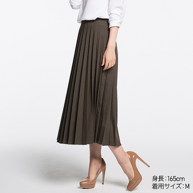 ハイウエストプリーツミディスカート