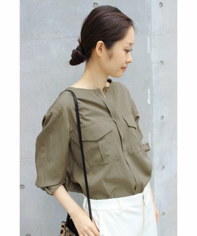 FIGARO Paris ノーカラーミリタリーシャツ