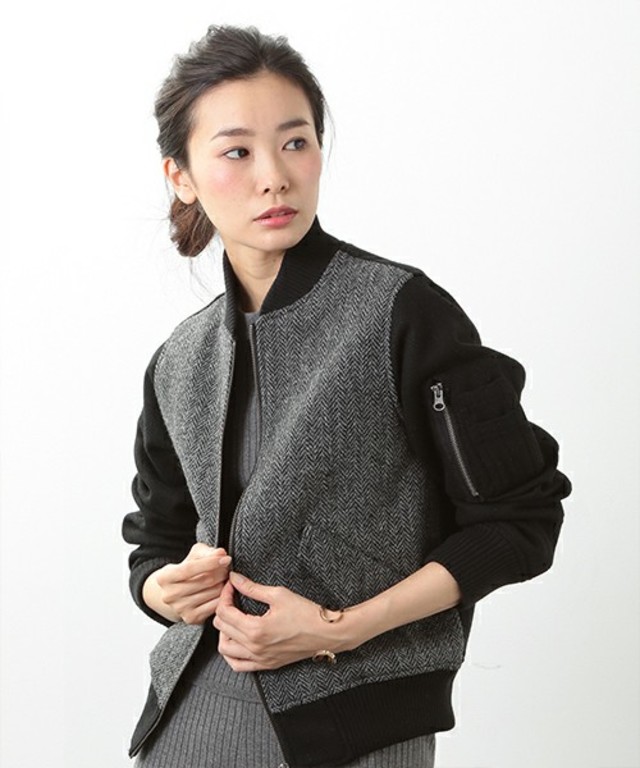 SEVENDAYS=SUNDAY HARRIS TWEEDハリスツイード切替 MA-1