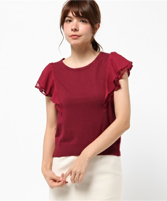 ラッフルスリーブニット