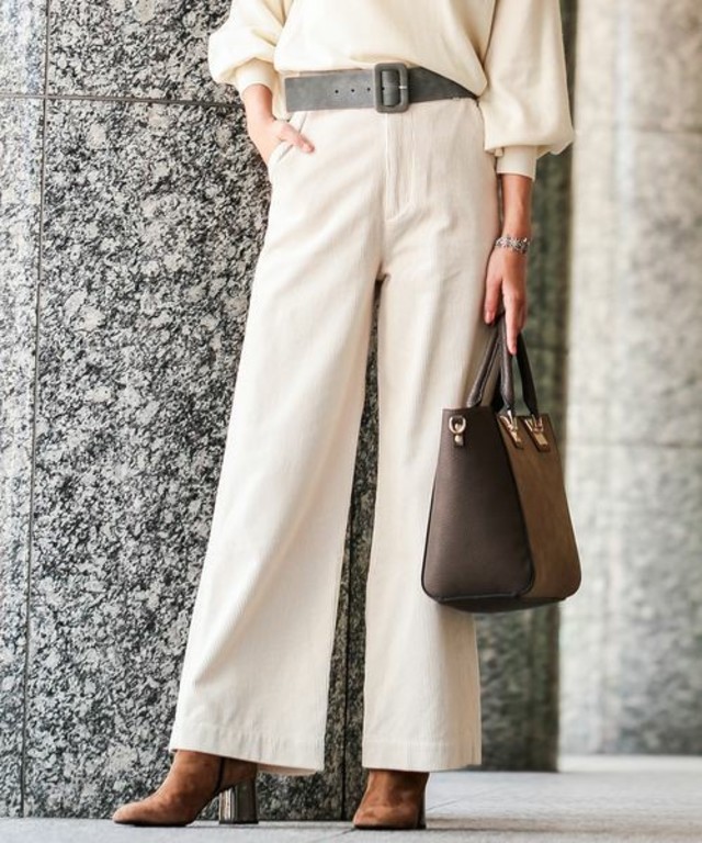 綿コーデュロイワイドパンツ