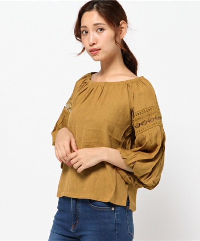 mystic / レース切替バルーン袖プルオーバー