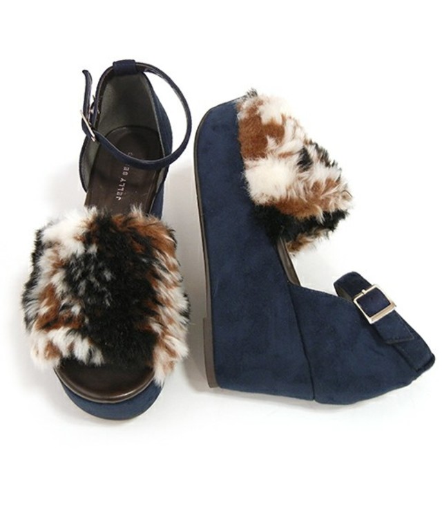 ファーウエッジサンダル(141-8888)JELLY BEANS(ジェリービーンズ)