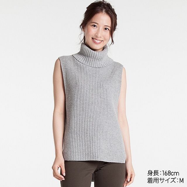 ミドルゲージタートルネックロングベスト
