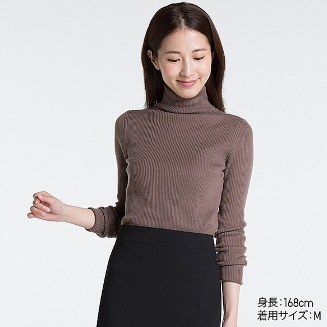 エクストラファインメリノリブタートルネックセーター（長袖）