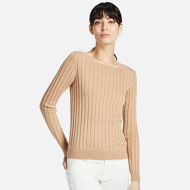 ユニクロWOMEN コットンカシミヤワイドリブセーター（長袖）