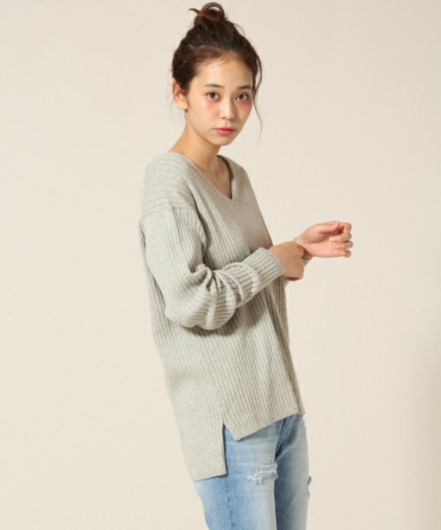 LOWRYS FARM リブＶネックプルオーバー　