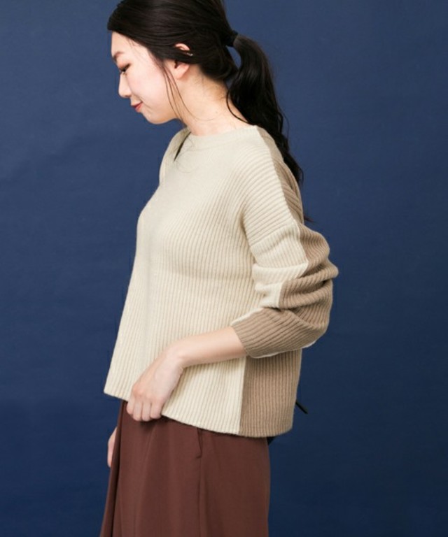 KBF+　バイカラーワイドニット