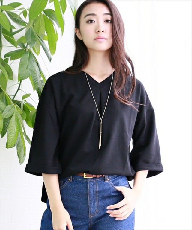 clear Vネックワイドカットソートップス