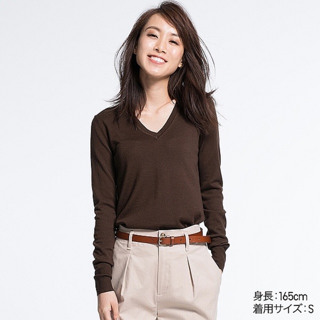 WOMEN エクストラファインメリノVネックセーター（長袖）