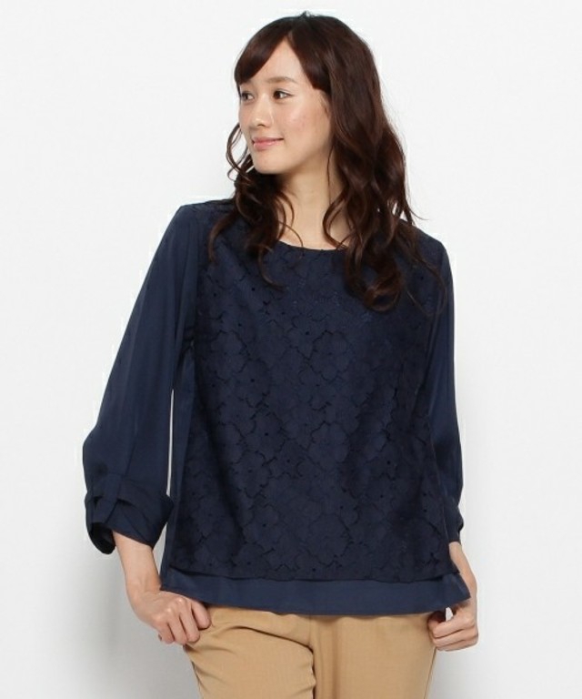 SHOO・LA・RUE フラワーレースドッキングブラウス