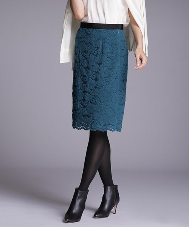 nano・universe　起毛レースタイトスカート