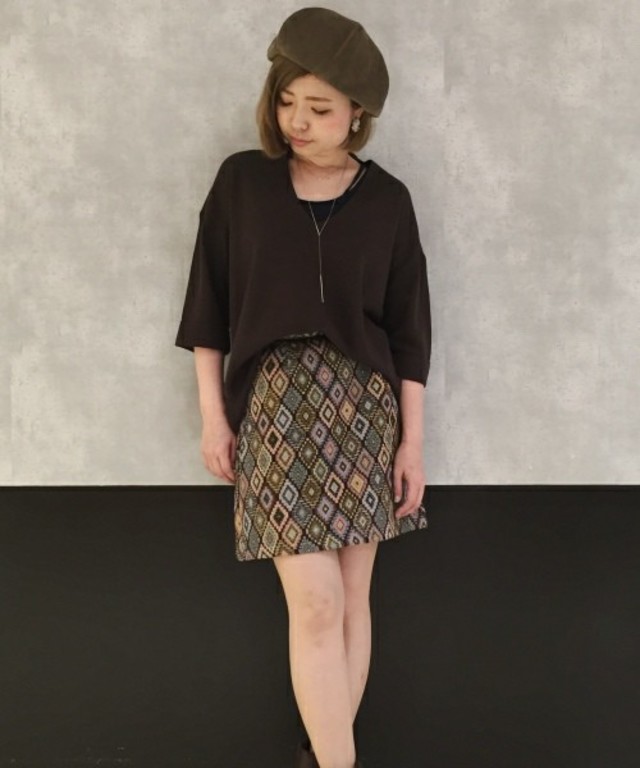 PAGEBOY ダークキリム柄台形スカート