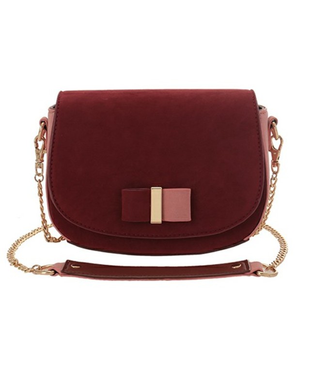 バイカラーリボンショルダーバッグ