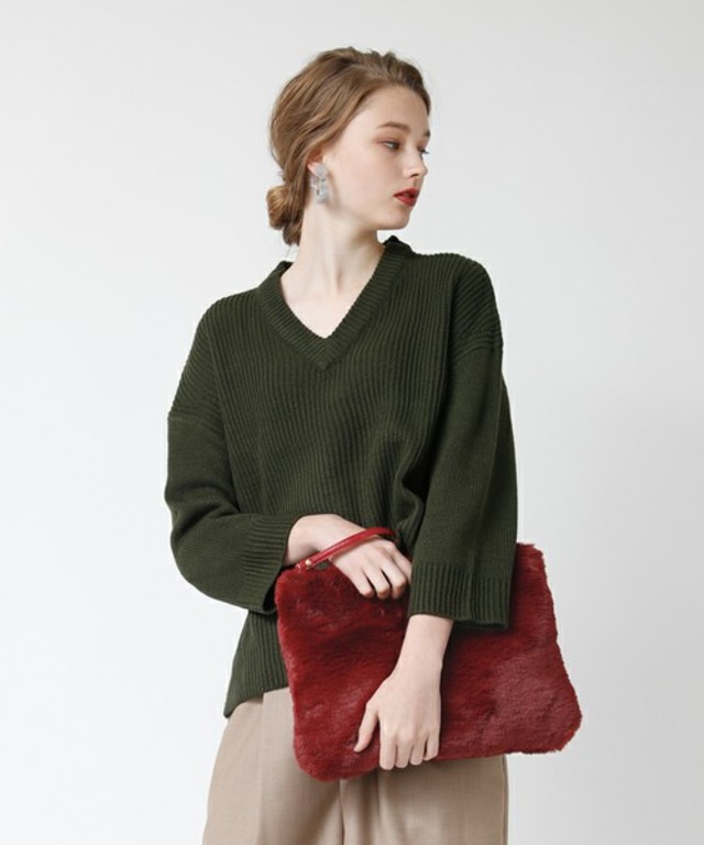 チェーン取り外し可能フェイクファークラッチバッグ