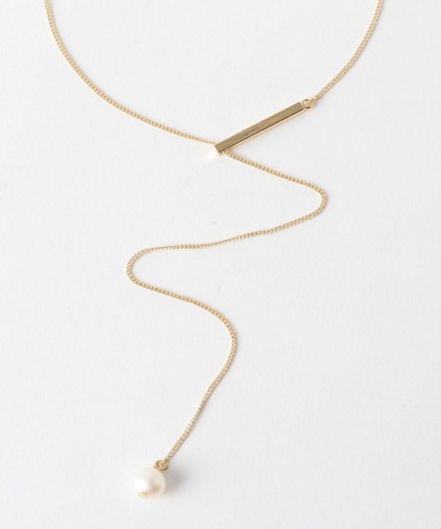 淡水パール×バーモチーフ フリーロングネックレス