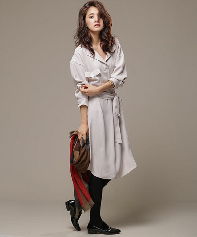 ウォッシャブルベルト付とろみワンピース