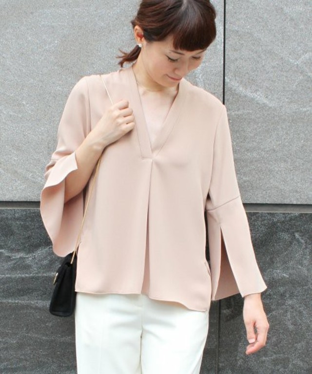 Spick and Span Noble  エステルサテン二重ブラウス