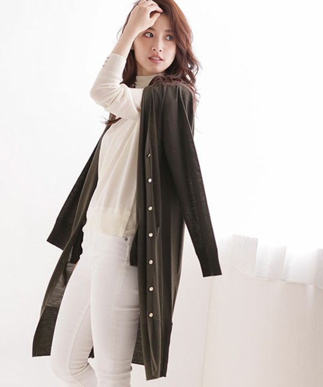 nano・universe 　Couture-line ゴールドボタンロングカーディガン