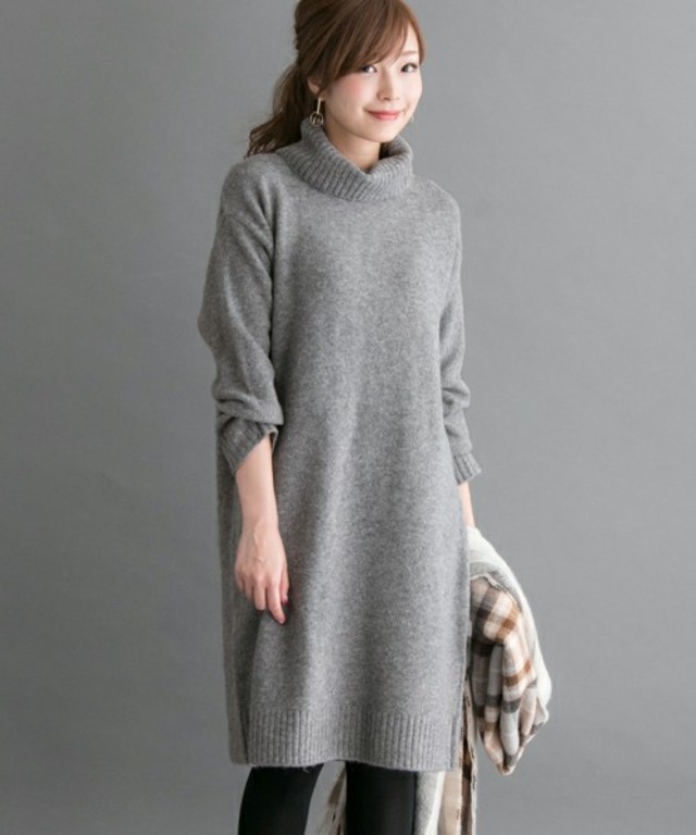 URBAN RESEARCH ROSSO　ミドルゲージタートルネックワンピース