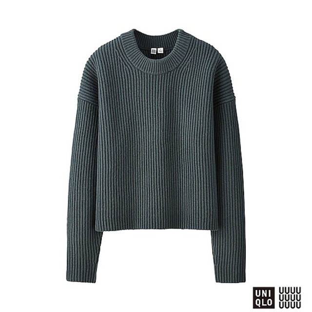 WOMEN ラムクロップドクルーネックセーター（長袖）