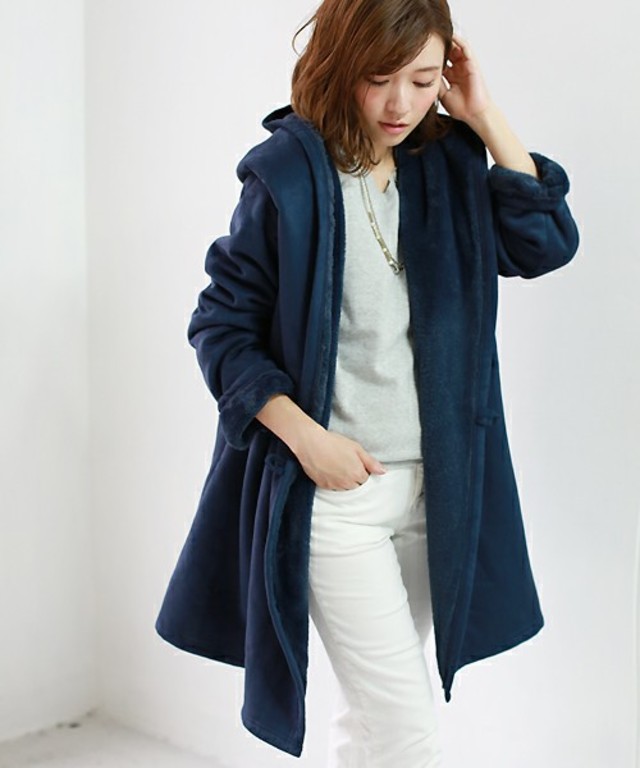 REAL CUBE フェイクムートンフーデットコーディガン