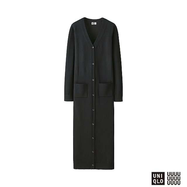 エクストラファインメリノVネックロングカーディガン