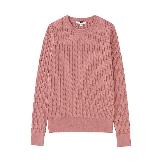 WOMEN コットンカシミヤケーブルセーター