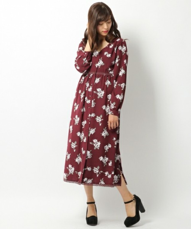 Heather　ROSEマキシガウン ワンピース