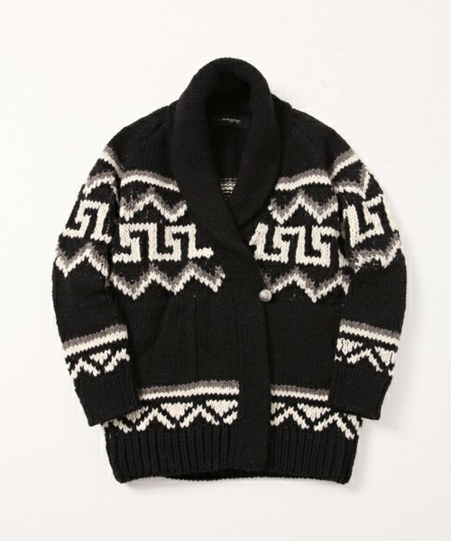 navasana柄編みペルーニットカーデ