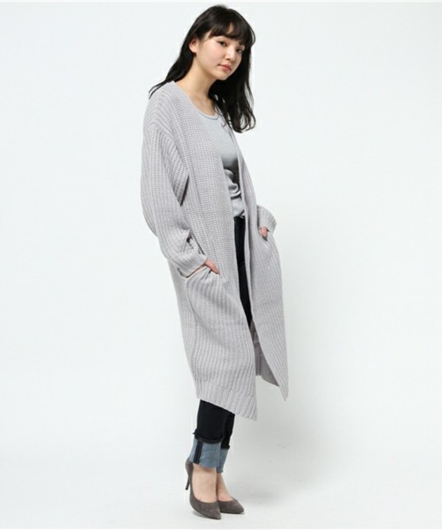 UPSTART　3G畦編みロングコーディガン