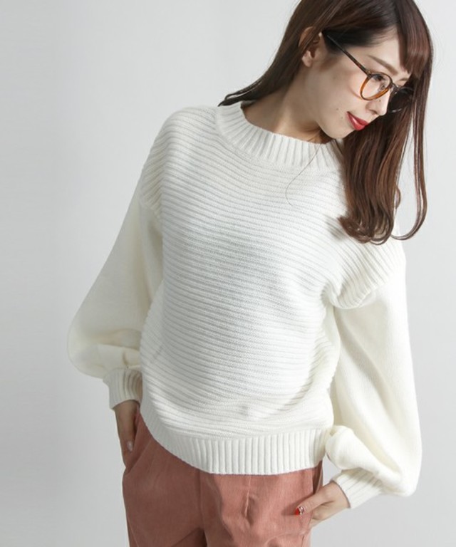 WEGO　ハイネックボリュームスリーブニット