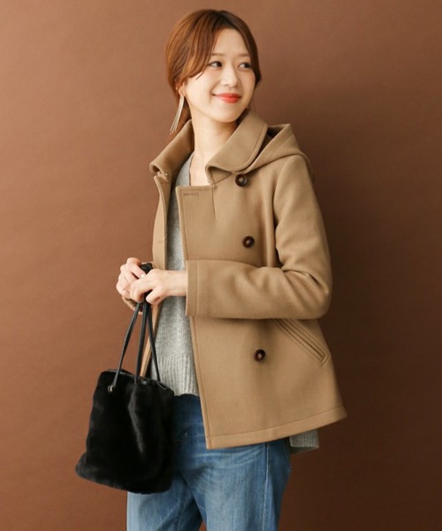 URBAN RESEARCH DOORS WOMENS DOORS ショールカラー2WAYウールコート