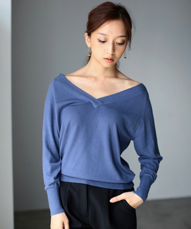 AZUL by moussy 前後2WAY長袖ニットPO