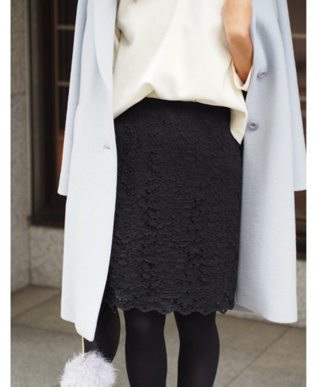 Jewel Changes　フラワープリント レースタイトスカート