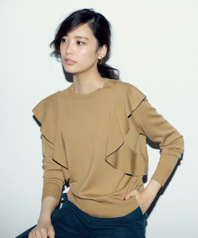 green label relaxing KF W/PE FRILL PO ニット