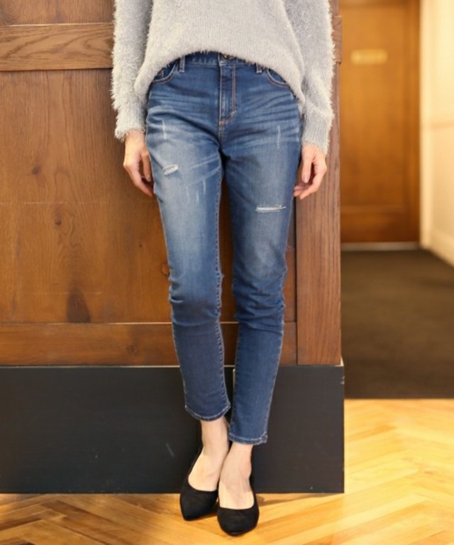 LEPSIM ストレッチハイブリッドデニムスリムパンツ