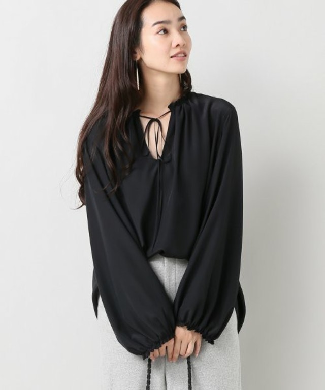 IENA デシンタックリボンブラウス