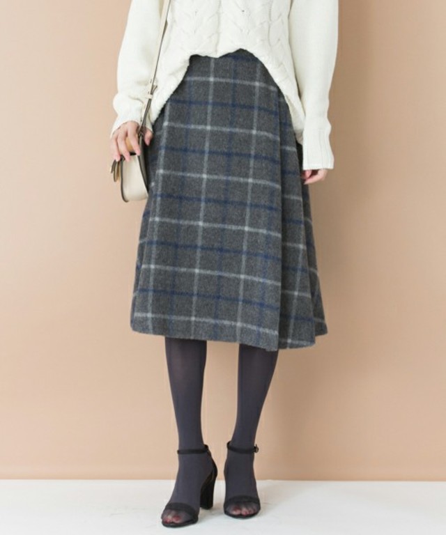 URBAN RESEARCH UR シャギーチェックフレアスカート