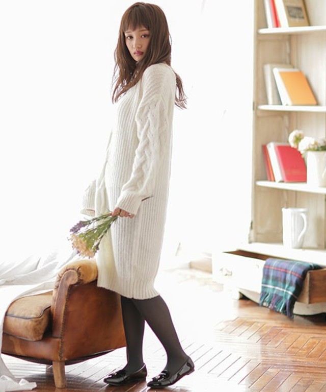 nano・universe モヘアビッグケーブルニットワンピース