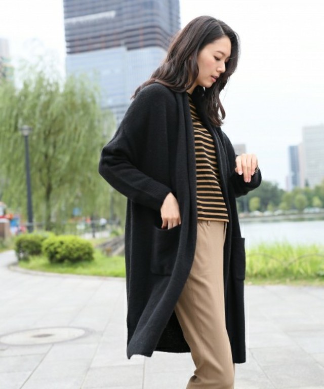 GLOBAL WORK 7ゲージウールコンロングカーディガン長袖