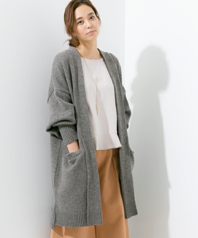 STUDIOUS ラムツイードオーバードルマンニットカーディガン