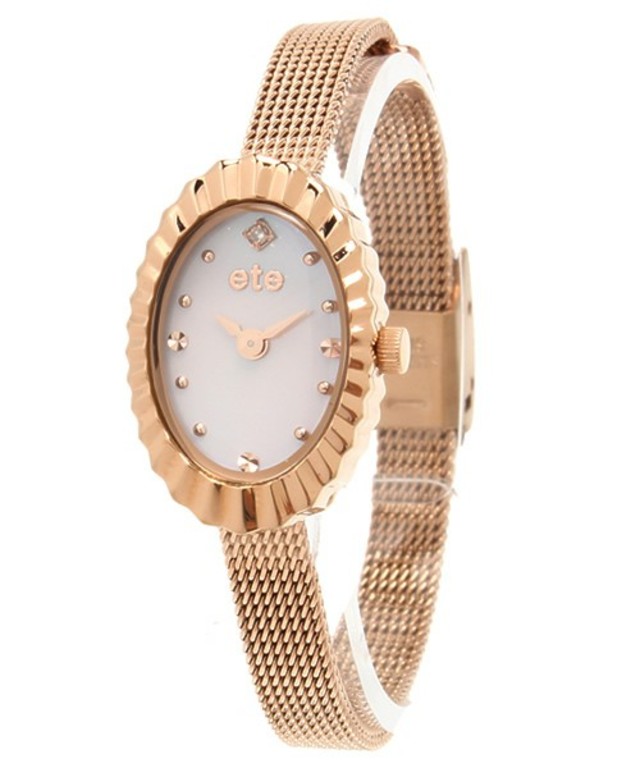 ウォッチコレクション ピンクオーバルフェイス メッシュベルト