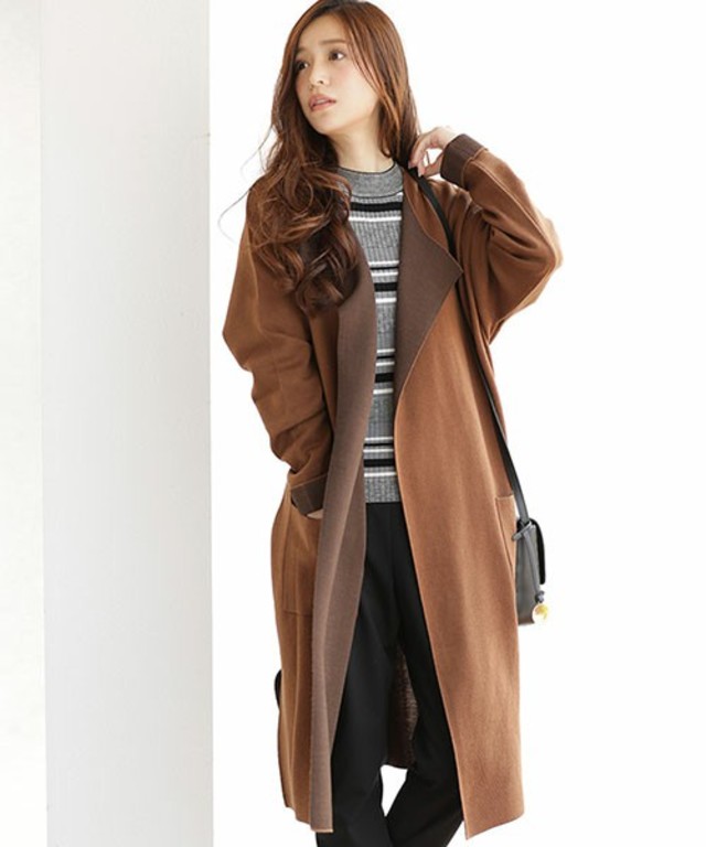 nano・universe Wフェイスロングコーディガン