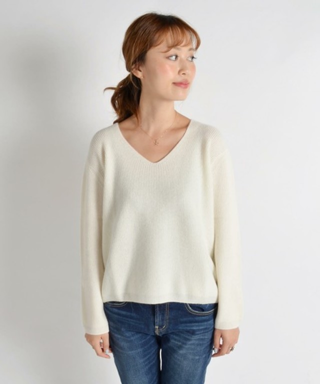 《予約》カシミヤウールVネックプルオーバー◆